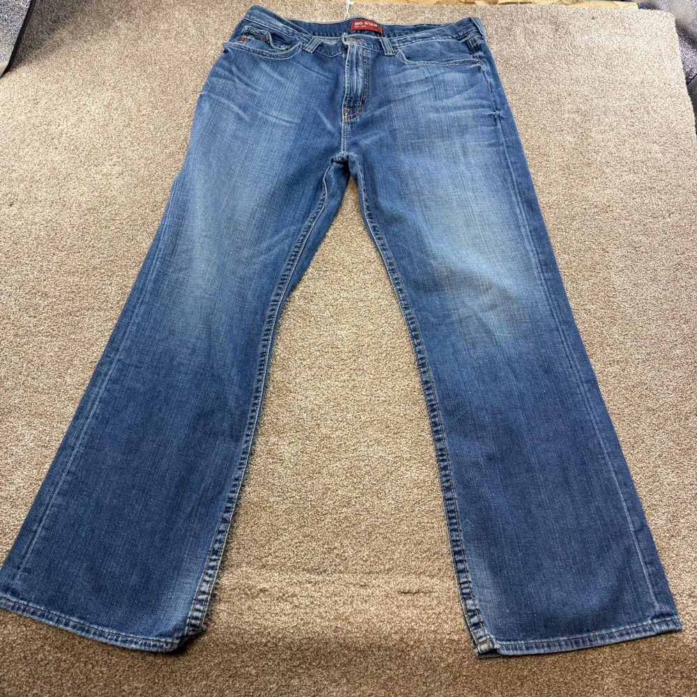 Big Star Legion Bootcut Jeans Mens 38R Medium Wash Denim Whiskered 38
